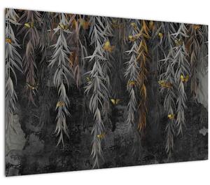 Obraz - Vŕbové vetvičky v čiernom pozadí (90x60 cm)