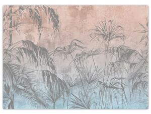 Obraz - Tropické rastliny na stene (70x50 cm)