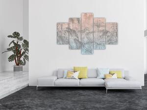 Obraz - Tropické rastliny na stene (150x105 cm)