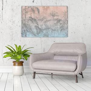 Obraz - Tropické rastliny na stene (90x60 cm)