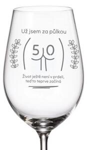 Dekorant Pohárik na biele víno k narodeninám UŽ SOM ZA POĽKOU 350 ml 1 ks