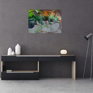 Sklenený obraz - Chameleon (70x50 cm)