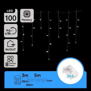 Aigostar - LED vonkajší reťaz 100xLED/8 funkcií/3xAA 8x0,6m IP44 studená biela
