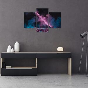 Obraz - Ružovo-modrý dym (90x60 cm)