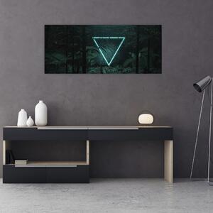 Obraz - Neónový trojuholník v jungli (120x50 cm)