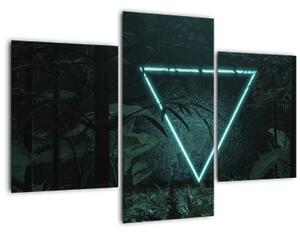 Obraz - Neónový trojuholník v jungli (90x60 cm)