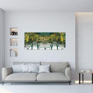 Obraz - Jelene v zelenom lese (120x50 cm)