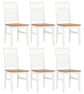 Jedálenské stoličky 6 ks, biele, dubový masív