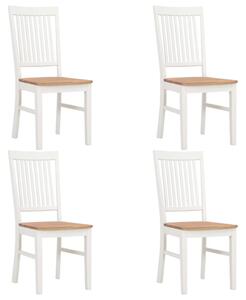 Jedálenské stoličky 4 ks, biele, dubový masív