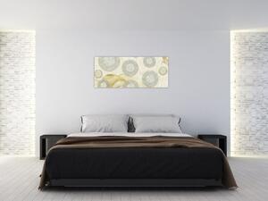 Obraz - Abstrakcia, mramorové kruhy (120x50 cm)