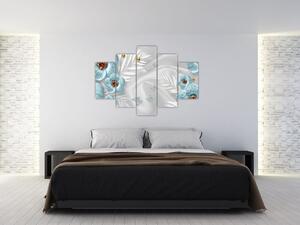 Obraz - 3D modré kvety (150x105 cm)