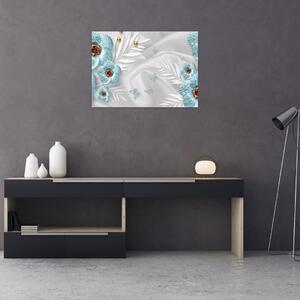 Obraz - 3D modré kvety (70x50 cm)