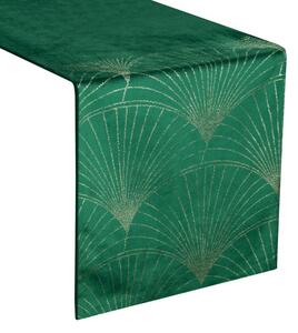 Dekorstudio Elegantný zamatový behúň na stôl BLINK 14 zelený Rozmer behúňa (šírka x dĺžka): 35x140cm