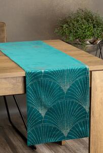 Dekorstudio Elegantný zamatový behúň na stôl BLINK 14 tmavotyrkysový Rozmer behúňa (šírka x dĺžka): 35x140cm