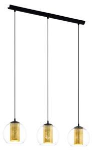 Eglo 79461 - Závesný luster na lankách BOLSANO 3xE27/28W/230V zlatá/čierna