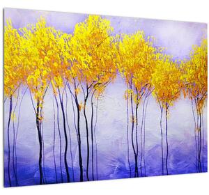Sklenený obraz žltých stromov (70x50 cm)