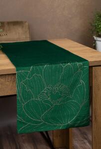 Dekorstudio Elegantný zamatový behúň na stôl BLINK 13 tmavozelený Rozmer behúňa (šírka x dĺžka): 35x140cm