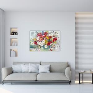 Obraz vázy s divokými kvetmi (90x60 cm)