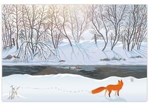 Obraz - Líška v zimnej krajine (90x60 cm)