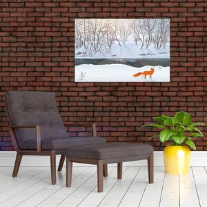 Obraz - Líška v zimnej krajine (90x60 cm)