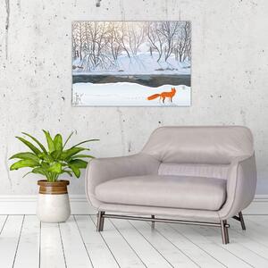 Obraz - Líška v zimnej krajine (70x50 cm)