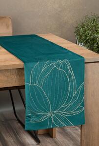 Dekorstudio Elegantný zamatový behúň na stôl BLINK 12 tmavotyrkysový Rozmer behúňa (šírka x dĺžka): 35x140cm
