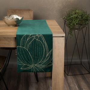Dekorstudio Elegantný zamatový behúň na stôl BLINK 12 tmavozelený Rozmer behúňa (šírka x dĺžka): 35x180cm