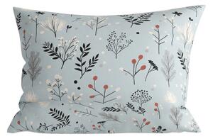 Flanelová obliečka na vankúš FROST BOTANIC 50x70 cm, svetlosivá