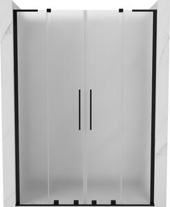 Mexen Velar L Duo, posuvné sprchové dvere do otvoru 140 cm, 8mm sklo námraza, čierna matná, 871-140-003-32-70