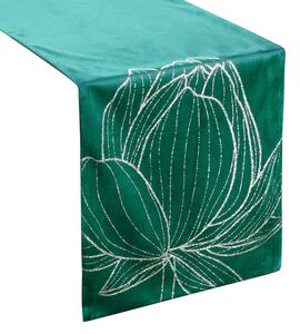 Dekorstudio Elegantný zamatový behúň na stôl BLINK 12 tmavozelený Rozmer behúňa (šírka x dĺžka): 35x180cm