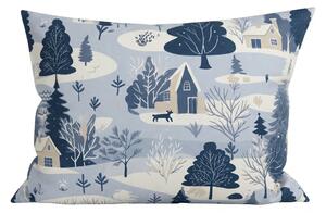 Flanelová obliečka na vankúš SNOWY VALLEY 50x70 cm, modrá