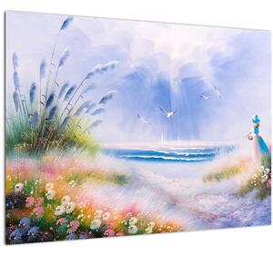 Obraz - Romantická pláž, olejomaľba (70x50 cm)