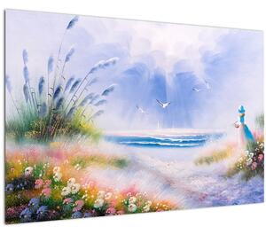 Obraz - Romantická pláž, olejomaľba (90x60 cm)