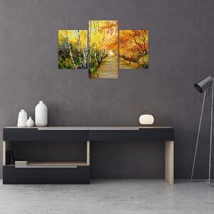 Obraz - Romantická alej pozdĺž vody, olejomaľba (90x60 cm)