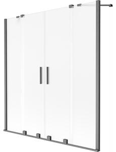 Mexen Velar Duo, 2-krídlová posuvná vaňová zástena 150 x 150 cm, 8mm sklo námraza, grafit brúsený, 896-150-000-32-66