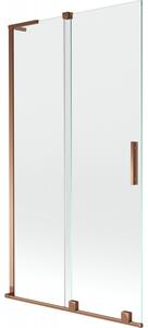 Mexen Velar L, 2-krídlová posuvná vaňová zástena 100 x 150 cm, 8mm číre sklo, ružové zlato, 896-100-003-01-60