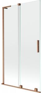 Mexen Velar L, 2-krídlová posuvná vaňová zástena 100 x 150 cm, 8mm číre sklo, medená matná, 896-100-003-01-65