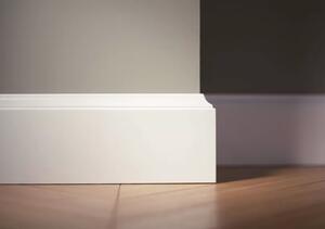 LAGRUS Vlhkuodolná MDF podlahová lišta WENECJA 100 Plus – 10 cm, biela RAL 9003