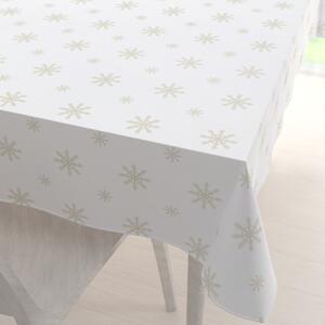 Biante Teflónový obdĺžnikový obrus TF-102 Vianočné béžové vločky na bielom 140x220 cm