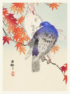 Umelecká tlač Two Pigeons (Japandi Vintage) - Ohara Koson, (30 x 40 cm)