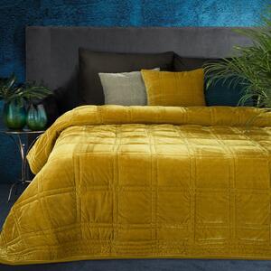 Luxusný zamatový prehoz na posteľ NAA-07 v horčicovej farbe Rozmer prehozu (šírka x dĺžka): 220x240cm