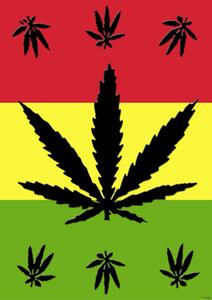 Plagát, Obraz - Marijuana Leaf - On rasta colours, (59.4 x 84 cm)