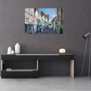 Obraz - Ulička starého mesta, akrylová maľba (90x60 cm)