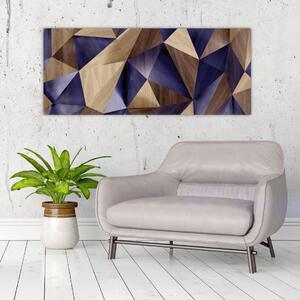Obraz - 3D drevené trojuholníky (120x50 cm)