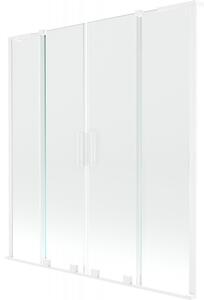 Mexen Velar L Duo, 2-krídlová posuvná vaňová zástena 150 x 150 cm, 8mm číre sklo, biela matná, 896-150-003-02-20