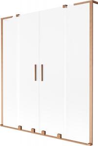 Mexen Velar L Duo, 2-krídlová posuvná vaňová zástena 150 x 150 cm, 8mm sklo námraza, medená matná, 896-150-003-32-65