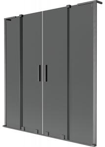 Mexen Velar L Duo, 2-krídlová posuvná vaňová zástena 140 x 150 cm, 8mm šedé sklo, brúsený grafit, 896-140-003-42-66