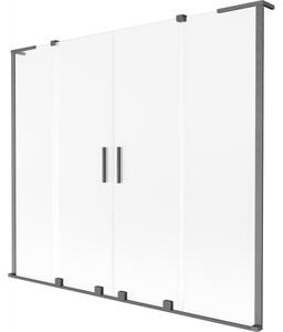 Mexen Velar L Duo, 2-krídlová posuvná vaňová zástena 180 x 150 cm, 8mm sklo námraza, brúsený grafit, 896-180-003-32-66