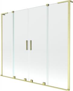 Mexen Velar L Duo, 2-krídlová posuvná vaňová zástena 170 x 150 cm, 8mm číre sklo, zlatá matná, 896-170-003-02-55