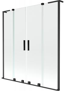 Mexen Velar L Duo, 2-krídlová posuvná vaňová zástena 150 x 150 cm, 8mm číre sklo, čierna matná, 896-150-003-02-70